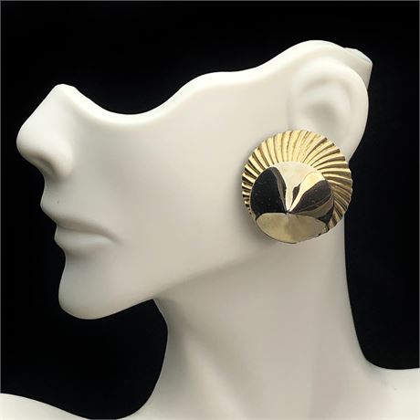 Vintage Alice Jewelry Designer Gold Tone Mid Century Modernist Earrings