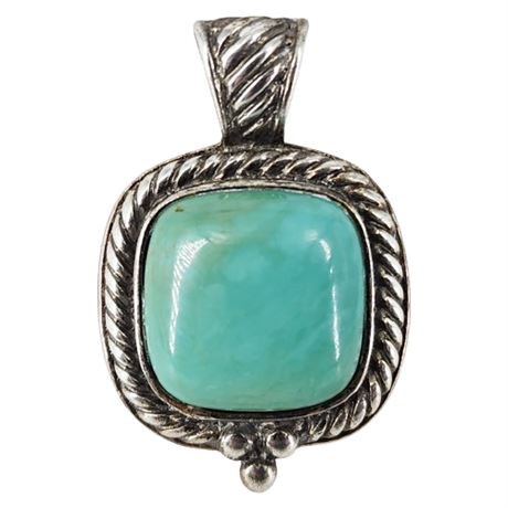 Signed GSJ Sterling Silver Turquoise Pendant