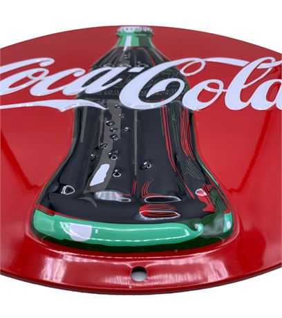 Embossed 14” Round Metal Coca-Cola Soda Pop Advertising Sign