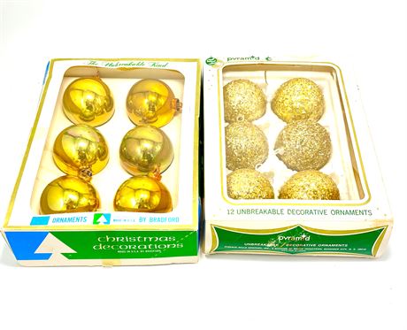 Vtg Unbreakable Christmas Ornaments - 2 Boxes