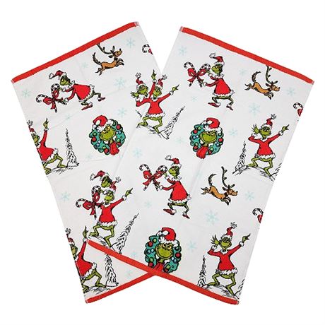 Dr. Seuss "How The Grinch Stole Christmas" Cotton Hand Towels, Set of 2