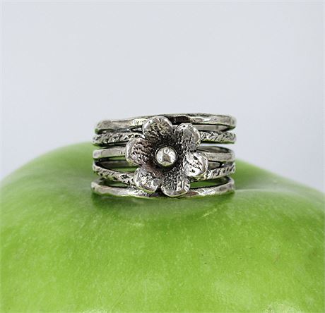 JOOLALA "Ring Around The Rose" Multi Band Flower 925 Ring Sz 8.25