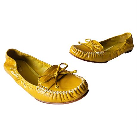 Coach "Junie" Yellow Patent Leather Bow Loafer