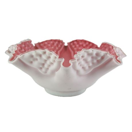 Fenton Silver Crest Peach Blow Matt Finish Console Bowl
