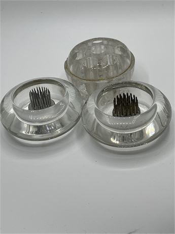 Vintage Three piece Glass flower frogs
