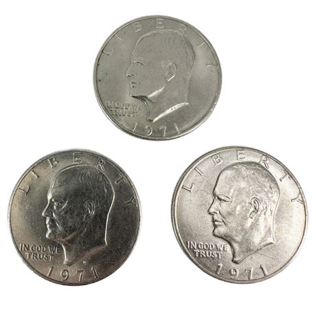 Lot of 3 1971 Eisenhower Dollars