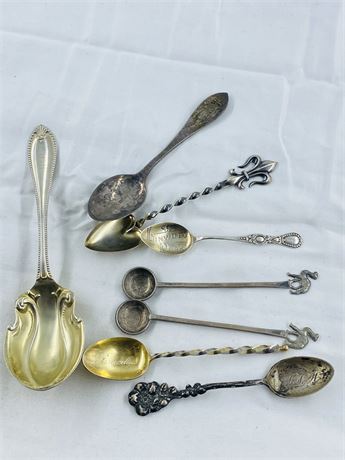 80g Antique + Vtg Sterling Spoons
