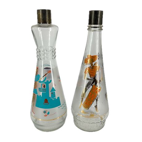 Pair of Mid-Century Decorative Decanter/ Liquor Bottles