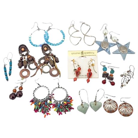 Twelve Pairs Vintage Pierced/Dangle Earrings