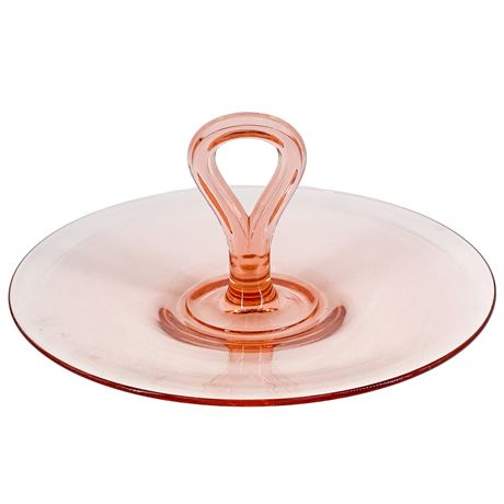 Vintage Depression Glass Top-Handled Tidbit Serving Tray