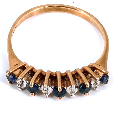 Sapphire and Diamond Yellow Gold Ring