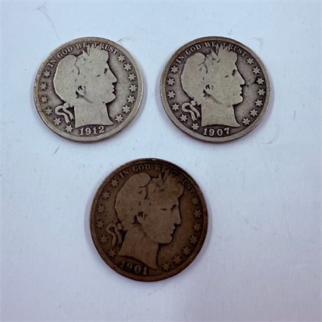 3 Barber Half Dollars