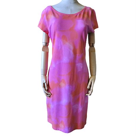 Elie Tahari Cotton Blend Abstract Print T-shirt Dress