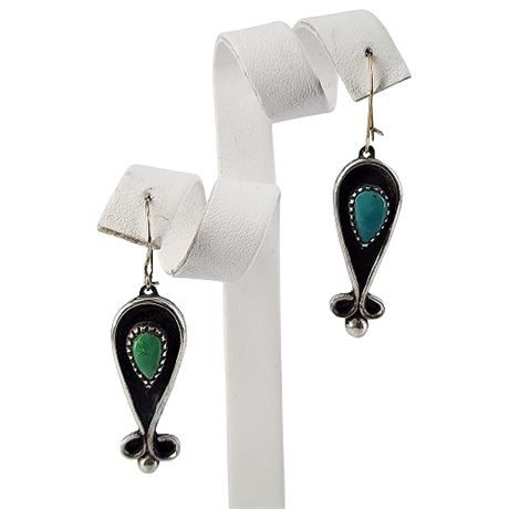 Unsigned Native American Silver Turquoise Earrings