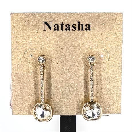 Natasha Gold-Tone Crystal Linear Drop Earrings