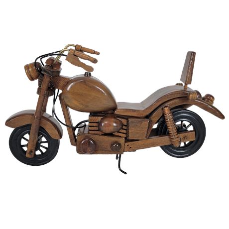 Hand-Crafted Solid Wood Replica Motorcycle