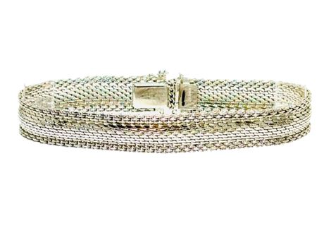 Vtg Monet Silver Tone Mesh Bracelet