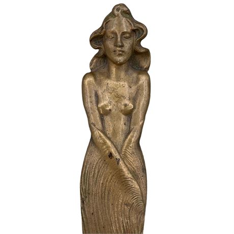 Art Nouveau era Antique Brass Nude Beauty Figural Letter Opener