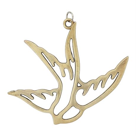 Gold Tone Rockabilly Swallow Cutout Pendant