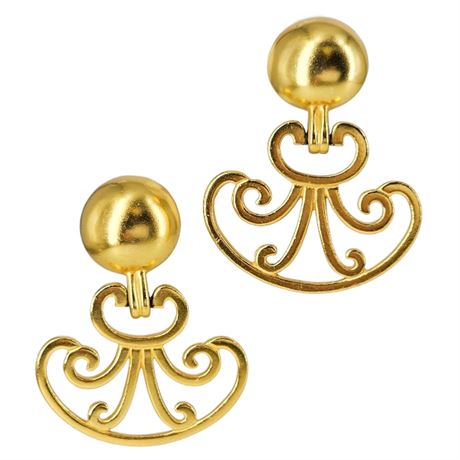 Signed Vintage CCORI Matte Gold Tone Chunky Clip Earrings