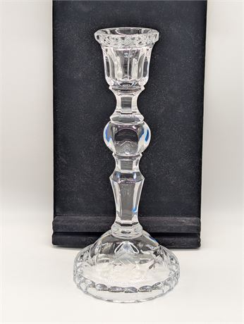 Vintage Handcut Crystal Taper Candlestick Holder w/Cut Roses & Starburst Base