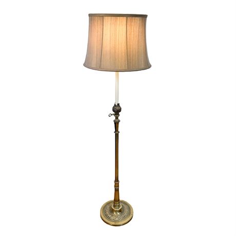 Vintage Brass Floor Lamp with Milk Glass Shade