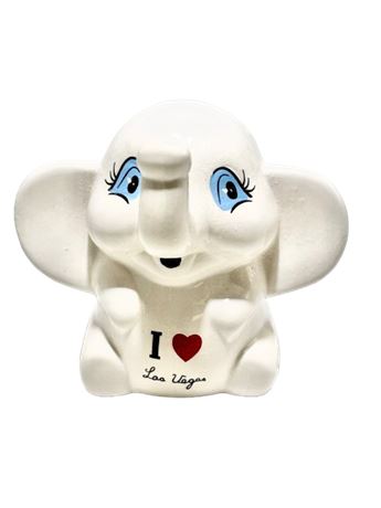 Vtg Ceramic Las Vegas Souvenier Baby Elephant Coin Bank