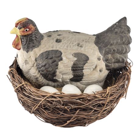 Price Products Ceramic Nesting Chicken, Hen in Nest with Eggs