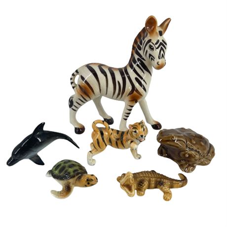 Vintage Hagen Renaker Zebra & Other Miniature Animal Figurines