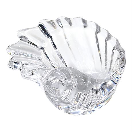 Vintage Vannes Le Chatel French Art Glass Crystal Conch Shell Dish