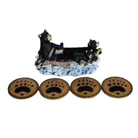 Vudeco Bear Figurine / Coaster Set
