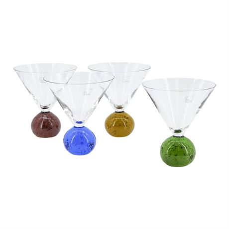Vintage Circleware Fireball Art Glass Martini Glasses in Original Box