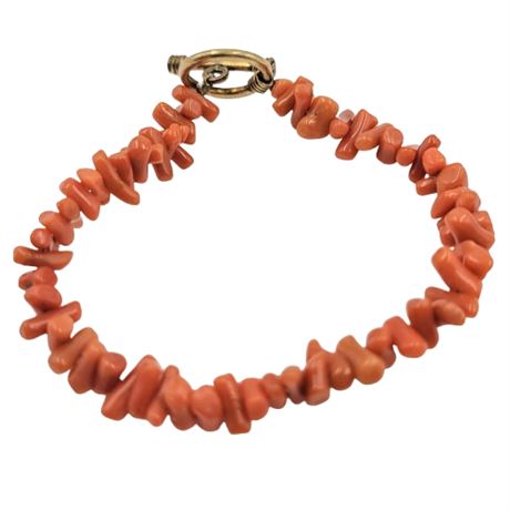 Vintage Orange Coral Bead Bracelet