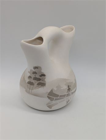 Vintage Hozoni American Indian Pottery Wedding Vase Signed