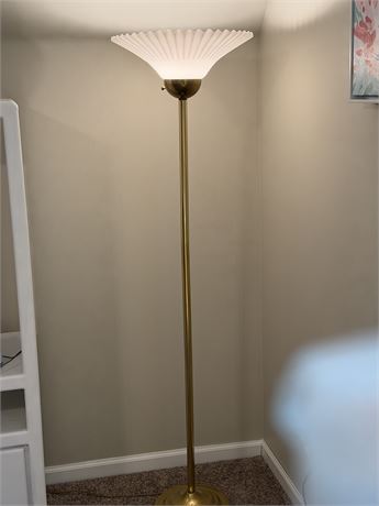 Floor Lamp 1970's Torchiere w/Scallop Shade