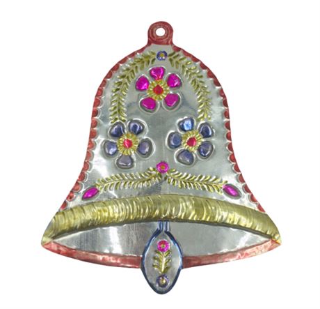 VTG 12" Embossed Tin Bell Hanger