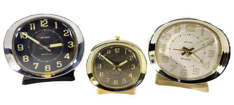 3 VTG Big Ben Wind-up Alarm Clocks