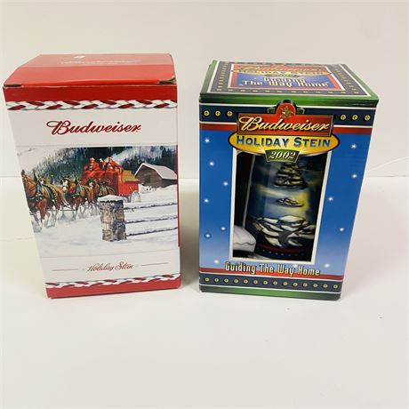 2 Budweiser Steins Mint in Orig Boxes
