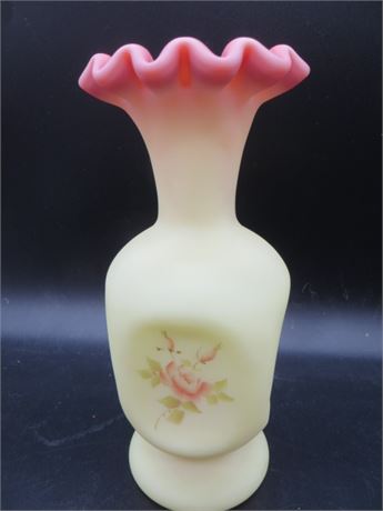 Rare Fenton Burmese Hand Painted Vase