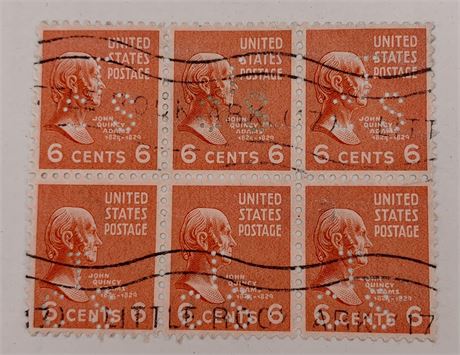 28 c1938 6 cent John Quincey Adams Postmarked, Cancelled, US Postage Stamps