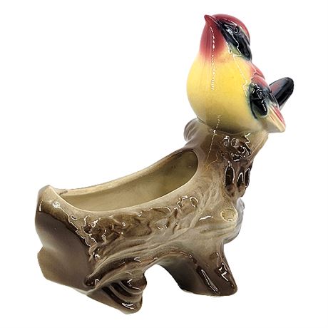 Royal Copley Song Bird on Limb Ceramic Planter