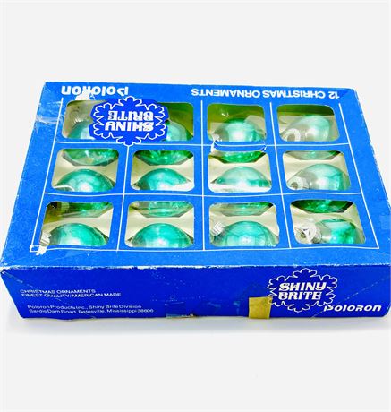 Vtg Shiny Brite Ornaments - Green - In Original Box