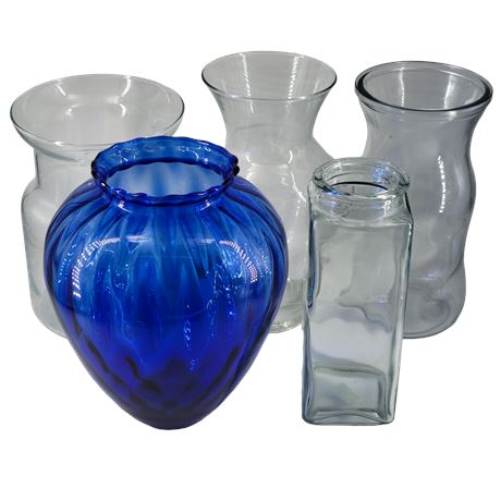 Clear / Princess House Cobalt Blue Glass Vases