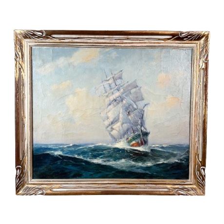 George Thompson Pritchard Sailing Ship Original Oil Painting