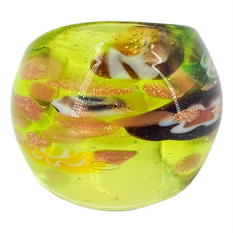 Vintage Artisan Made Chunky Art Glass Ring, Sz 6.5