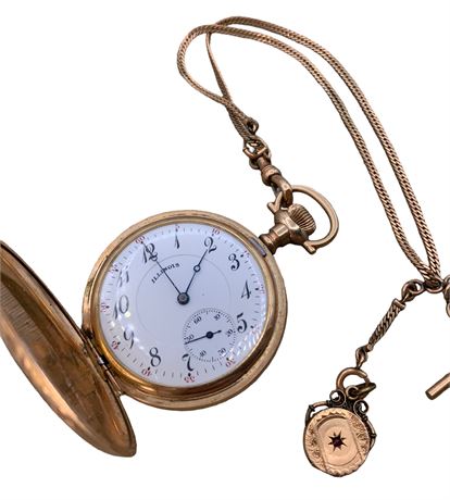 Superb Working Illinois Antique 14s Gentleman’s  Pocket Watch & Chain