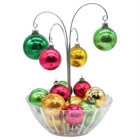 Vintage Rauch, Shiny Brite, &, USA Pink/Green/Yellow Glass Bulb Ornaments