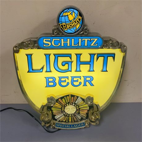 Pristine 1970’s Schlitz Lighted Advertising Sign