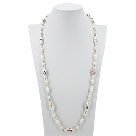 Vintage Millefiori Milk Glass Beaded Necklace