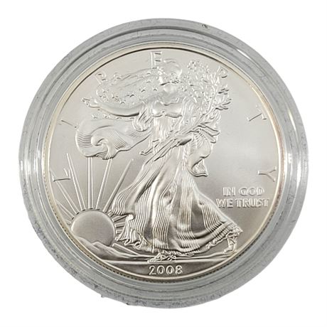 2008-W American Eagle Burnished Die 1oz Uncirculated Silver Bullion Coin w/ COA